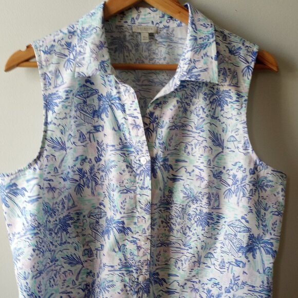 Talbots Tops - NWOT 'Talbots' Sleeveless Tropical themed Blouse Size XLp 100%Cotton